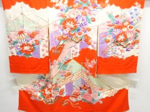 アンティーク　花車模様刺繍着物